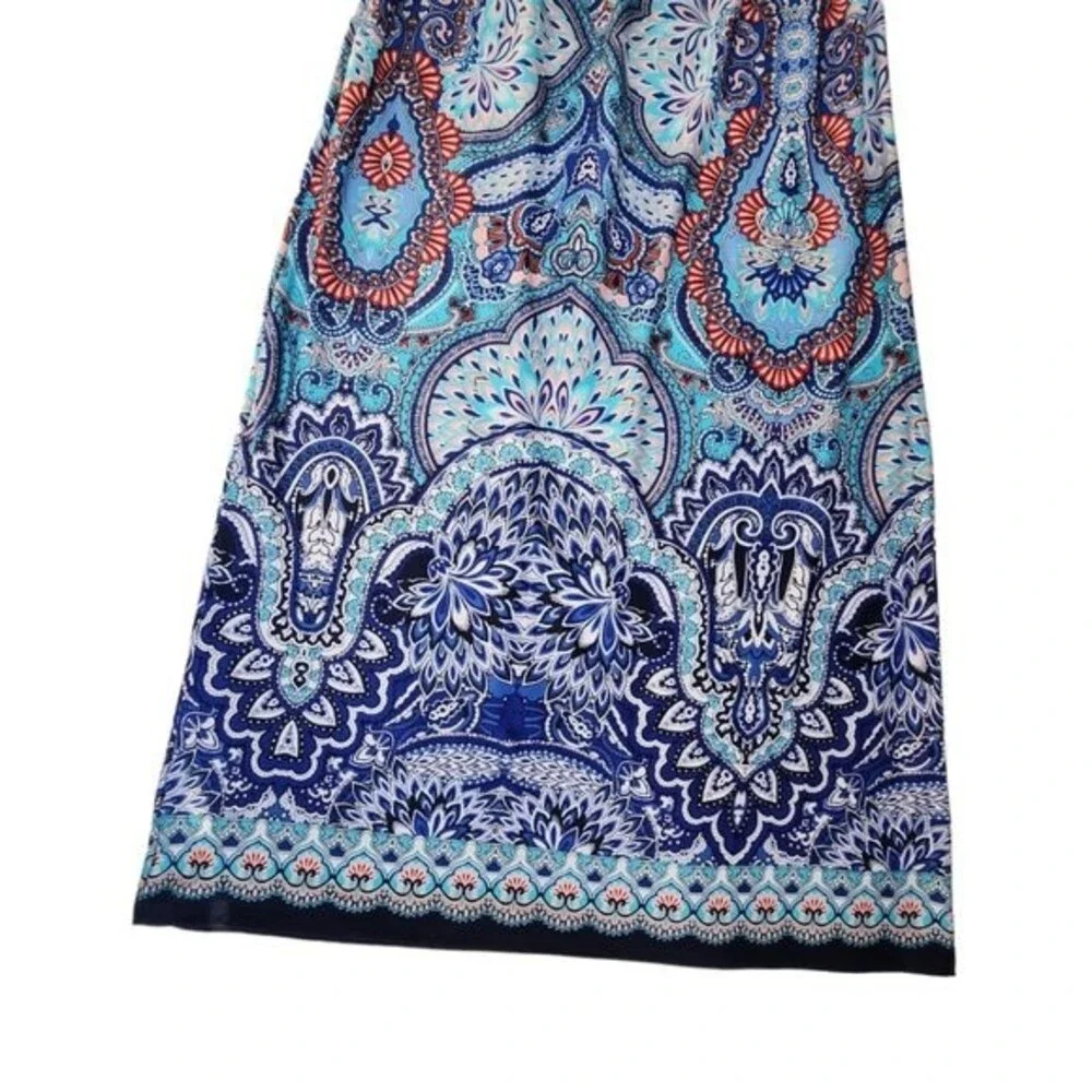 Apt 9 blue paisley floral stretchy maxi skirt sz L
